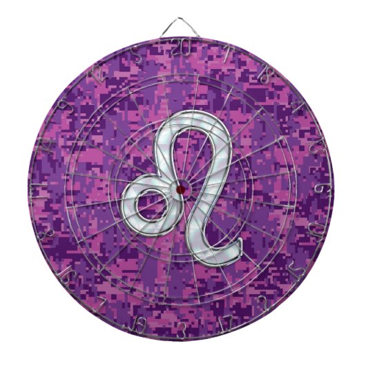 Leo Zodiac Sign on Fuchsia Digital Camouflage Dartbord (Voorkant)