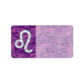 Leo Zodiac Sign on Fuchsia Digital Camouflage Etiket (Voorkant)