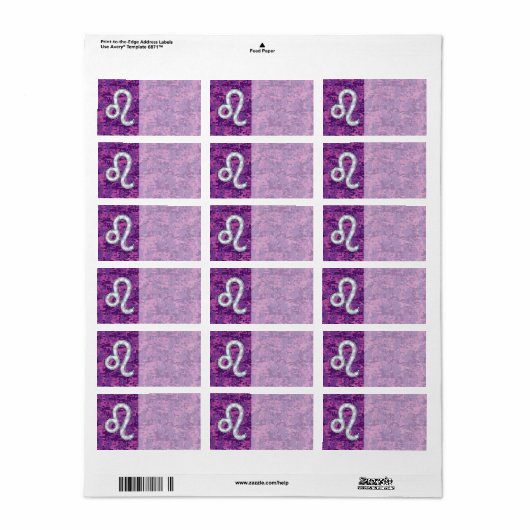 Leo Zodiac Sign on Fuchsia Digital Camouflage Etiket (Full Sheet)