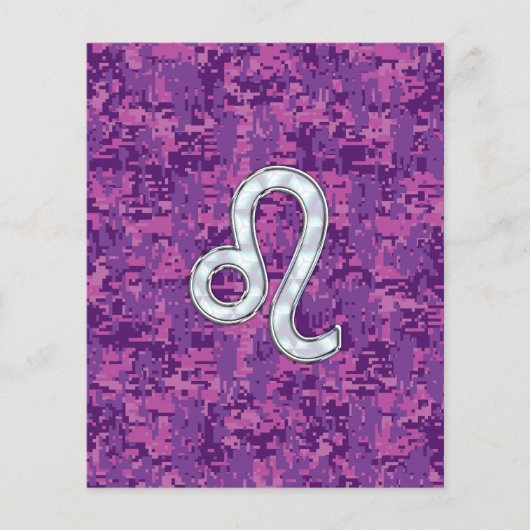 Leo Zodiac Sign on Fuchsia Digital Camouflage Flyer (Voorkant)