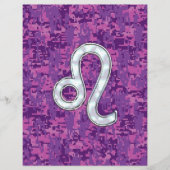 Leo Zodiac Sign on Fuchsia Digital Camouflage Flyer (Voorkant)