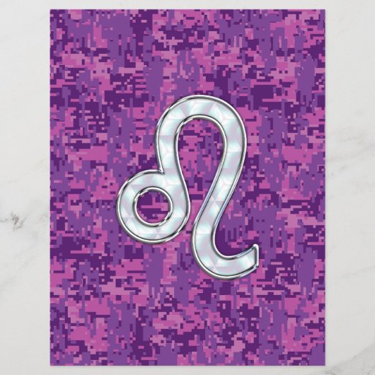 Leo Zodiac Sign on Fuchsia Digital Camouflage Flyer (Voorkant)
