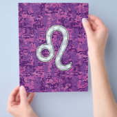 Leo Zodiac Sign on Fuchsia Digital Camouflage Flyer (Hand)