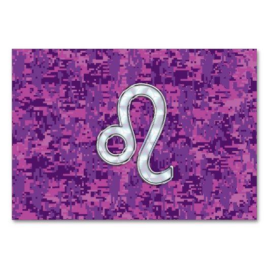 Leo Zodiac Sign on Fuchsia Digital Camouflage Kaart (Voorkant)