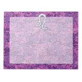 Leo Zodiac Sign on Fuchsia Digital Camouflage Notitieblok (Voorkant)