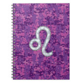 Leo Zodiac Sign on Fuchsia Digital Camouflage Notitieboek (Voorkant)
