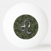 Leo Zodiac Sign on Green Digital Camo Pingpongbal (Achterkant)