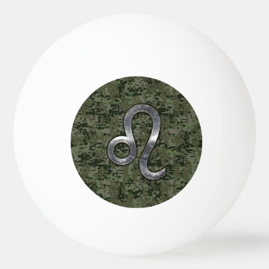 Leo Zodiac Sign on Green Digital Camo Pingpongbal (Achterkant)