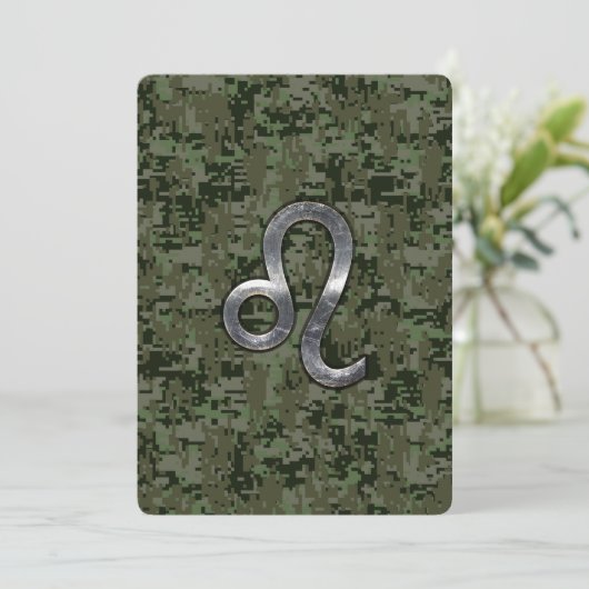 Leo Zodiac Sign on Green Digital Camouflage (Staand voorkant)