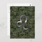 Leo Zodiac Sign on Green Digital Camouflage Briefkaart (Voorkant / Achterkant)