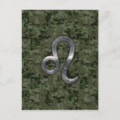 Leo Zodiac Sign on Green Digital Camouflage Briefkaart (Voorkant)