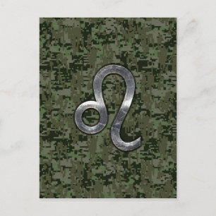 Leo Zodiac Sign on Green Digital Camouflage Briefkaart