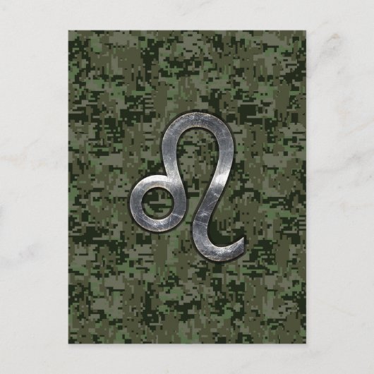 Leo Zodiac Sign on Green Digital Camouflage Briefkaart (Voorkant)