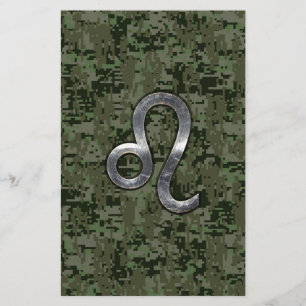 Leo Zodiac Sign on Green Digital Camouflage Briefpapier