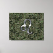 Leo Zodiac Sign on Green Digital Camouflage Canvas Afdruk (Voorkant)