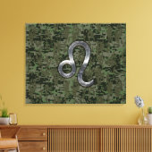 Leo Zodiac Sign on Green Digital Camouflage Canvas Afdruk (Insitu (Woonkamer))