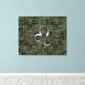 Leo Zodiac Sign on Green Digital Camouflage Canvas Afdruk (Insitu (Houten vloer))