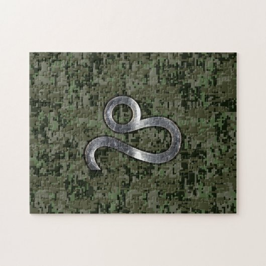 Leo Zodiac Sign on Green Digital Camouflage Legpuzzel (Horizontaal)