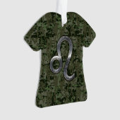 Leo Zodiac Sign on Green Digital Camouflage Ornament (voorkant)