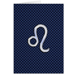 Leo Zodiac Sign on Navy Blue Carbon Fiber Print