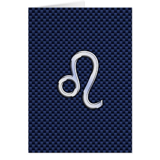 Leo Zodiac Sign on Navy Blue Carbon Fiber Print (Voorkant)