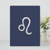 Leo Zodiac Sign on Navy Blue Carbon Fiber Print (Staand voorkant)