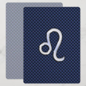 Leo Zodiac Sign on Navy Blue Carbon Fiber Print (Voorkant / Achterkant)