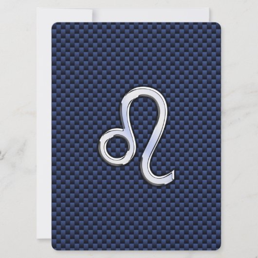 Leo Zodiac Sign on Navy Blue Carbon Fiber Print (Voorkant)