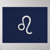 Leo Zodiac Sign on Navy Blue Carbon Fiber Print (Voorkant)