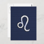 Leo Zodiac Sign on Navy Blue Carbon Fiber Print Briefkaart (Voorkant / Achterkant)
