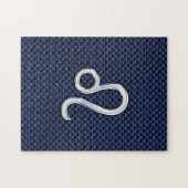 Leo Zodiac Sign on Navy Blue Carbon Fiber Print Legpuzzel (Horizontaal)