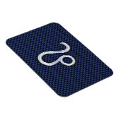 Leo Zodiac Sign on Navy Blue Carbon Fiber Print Magneet (Rechterzijde)