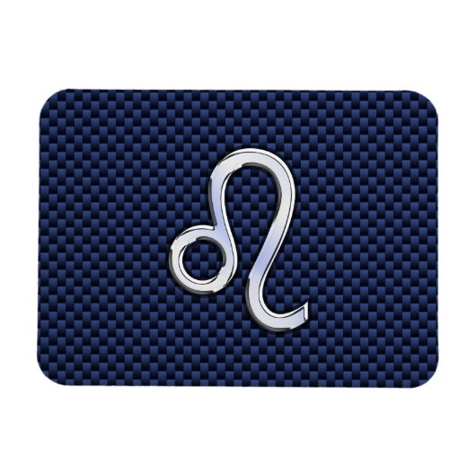 Leo Zodiac Sign on Navy Blue Carbon Fiber Print Magneet (Horizontaal)