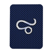 Leo Zodiac Sign on Navy Blue Carbon Fiber Print Magneet (Verticaal)
