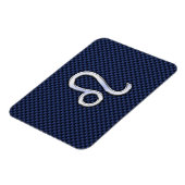 Leo Zodiac Sign on Navy Blue Carbon Fiber Print Magneet (Linkerzijde)