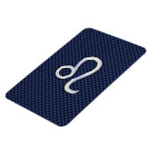 Leo Zodiac Sign on Navy Blue Carbon Fiber Print Magneet (Linkerzijde)