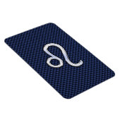 Leo Zodiac Sign on Navy Blue Carbon Fiber Print Magneet (Rechterzijde)