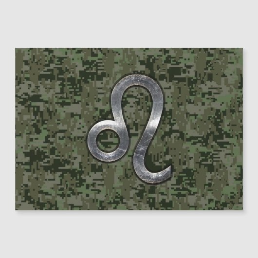 Leo Zodiac Sign on Olive Green Digital Camo (Voorkant)