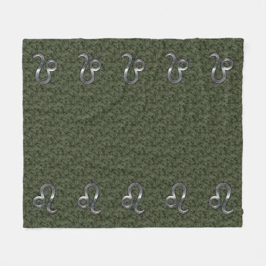 Leo Zodiac Sign on Olive Green Digital Camo Fleece Deken (Voorkant (Horizontaal))