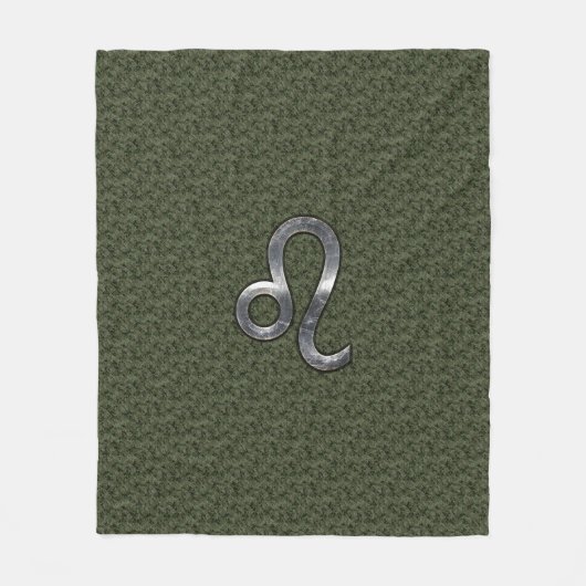 Leo Zodiac Sign on Olive Green Digital Camo Fleece Deken (Voorkant)
