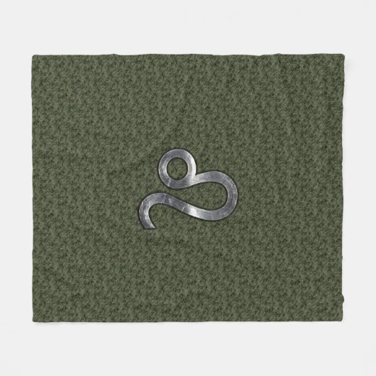 Leo Zodiac Sign on Olive Green Digital Camo Fleece Deken (Voorkant (Horizontaal))