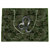 Leo Zodiac Sign on Olive Green Digital Camo Large Cadeautasje (Voorkant)