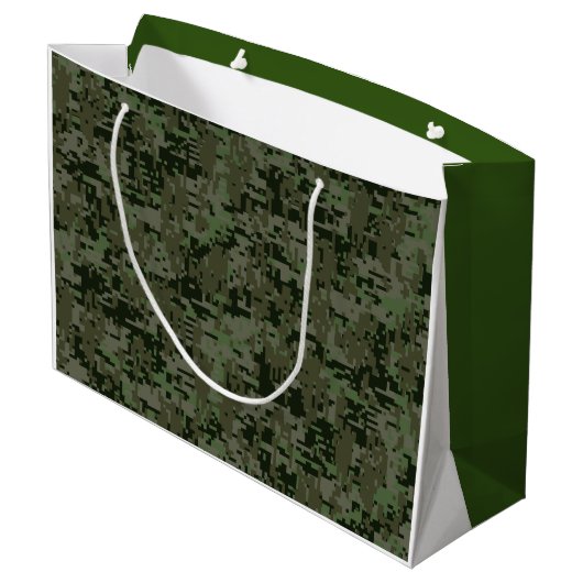 Leo Zodiac Sign on Olive Green Digital Camo Large Cadeautasje (Achterkant Gekanteld)