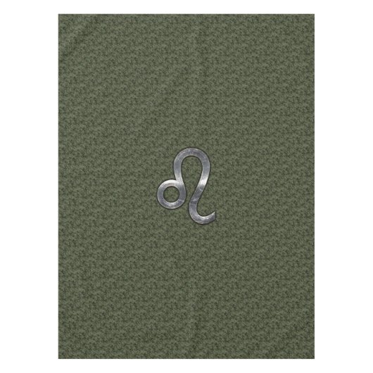 Leo Zodiac Sign on Olive Green Digital Camo Tafelkleed (Voorkant)