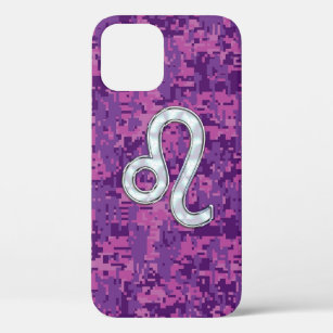 Leo Zodiac Sign on Pink Fuchsia Digital Camo Case-Mate iPhone Case