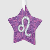 Leo Zodiac Sign on Pink Fuchsia Digital Camo Ornament (voorkant)