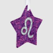 Leo Zodiac Sign on Pink Fuchsia Digital Camo Ornament (voorkant)