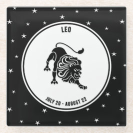 Leo Zodiac Sign. Onderzetter, zwart-wit Glazen Onderzetter