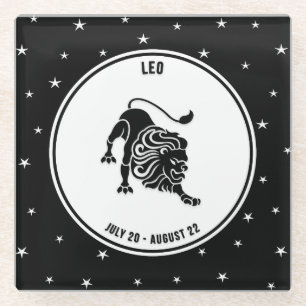 Leo Zodiac Sign. Onderzetter, zwart-wit Glazen Onderzetter