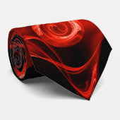 LEO ZODIAC SIGN, RED FRACTAL ROOS IN ZWART STROPDAS (Opgerold)